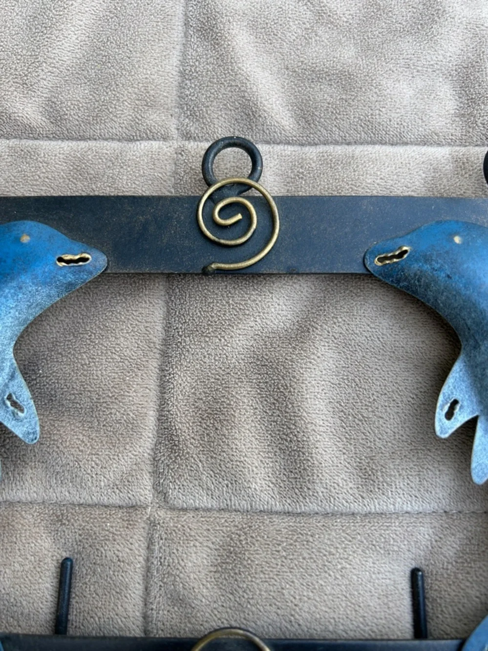Coastal Blue Dolphin Wall 3 Hook Metal Wall Rack Coastal Wall Hook-Metal Hook